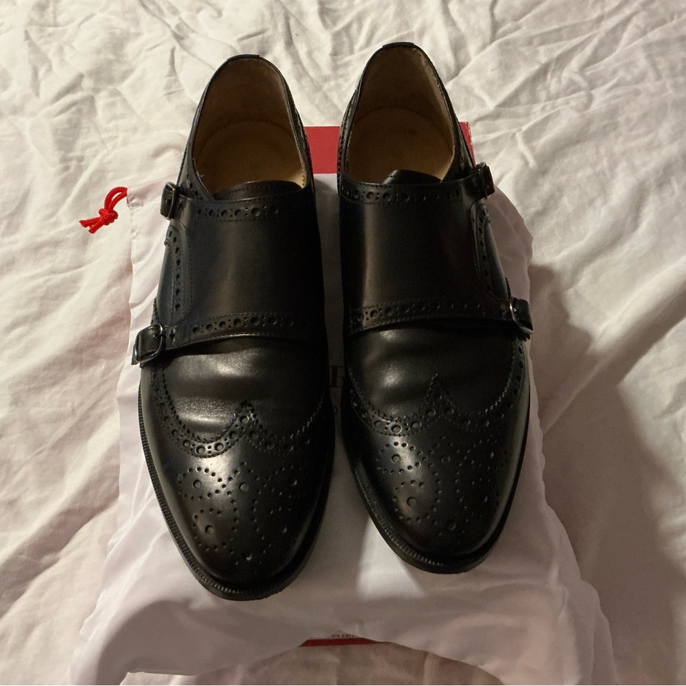 Elegant Black Double Monk Strap Oxfords